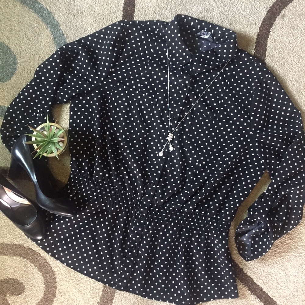 ELEMENTZ BLACK POLKA DOTTED BLOUSE SIZE XL